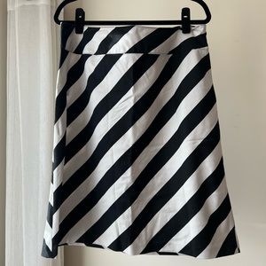 East 5th A-line style skirt, black and white striped, size 18
